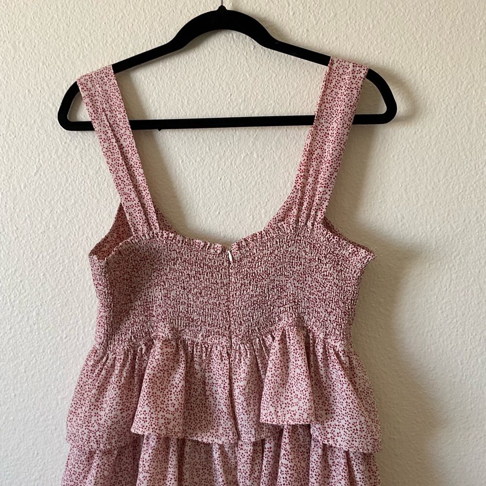 BABYDOLL DRESS layered red and white floral pattern size medium - Picture 6 of 7
